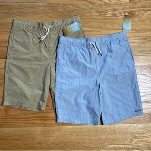 Ocean + Coast Boys XL Board Shorts LOT OF 2 Tan Gray‎ Drawstring Waist Rip Stop